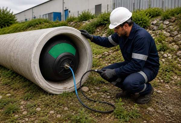 Test d'étanchéité sur canalistion avec obturateur de canalisation
